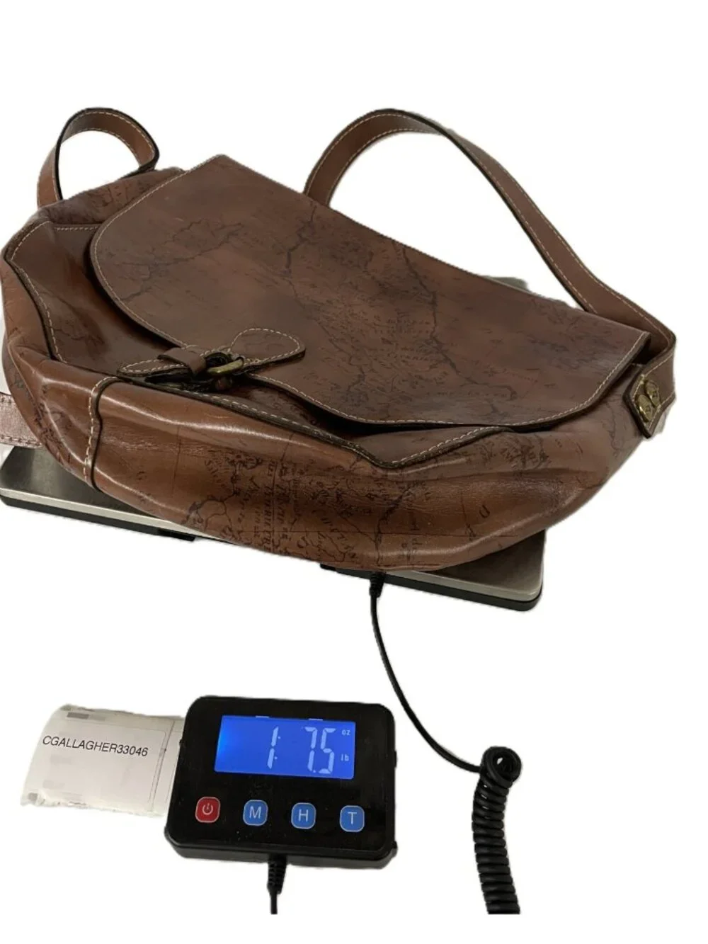 Patricia Nash Rosolini Leather Saddle Bag Satchel Crossbody Map Print Riot Rust